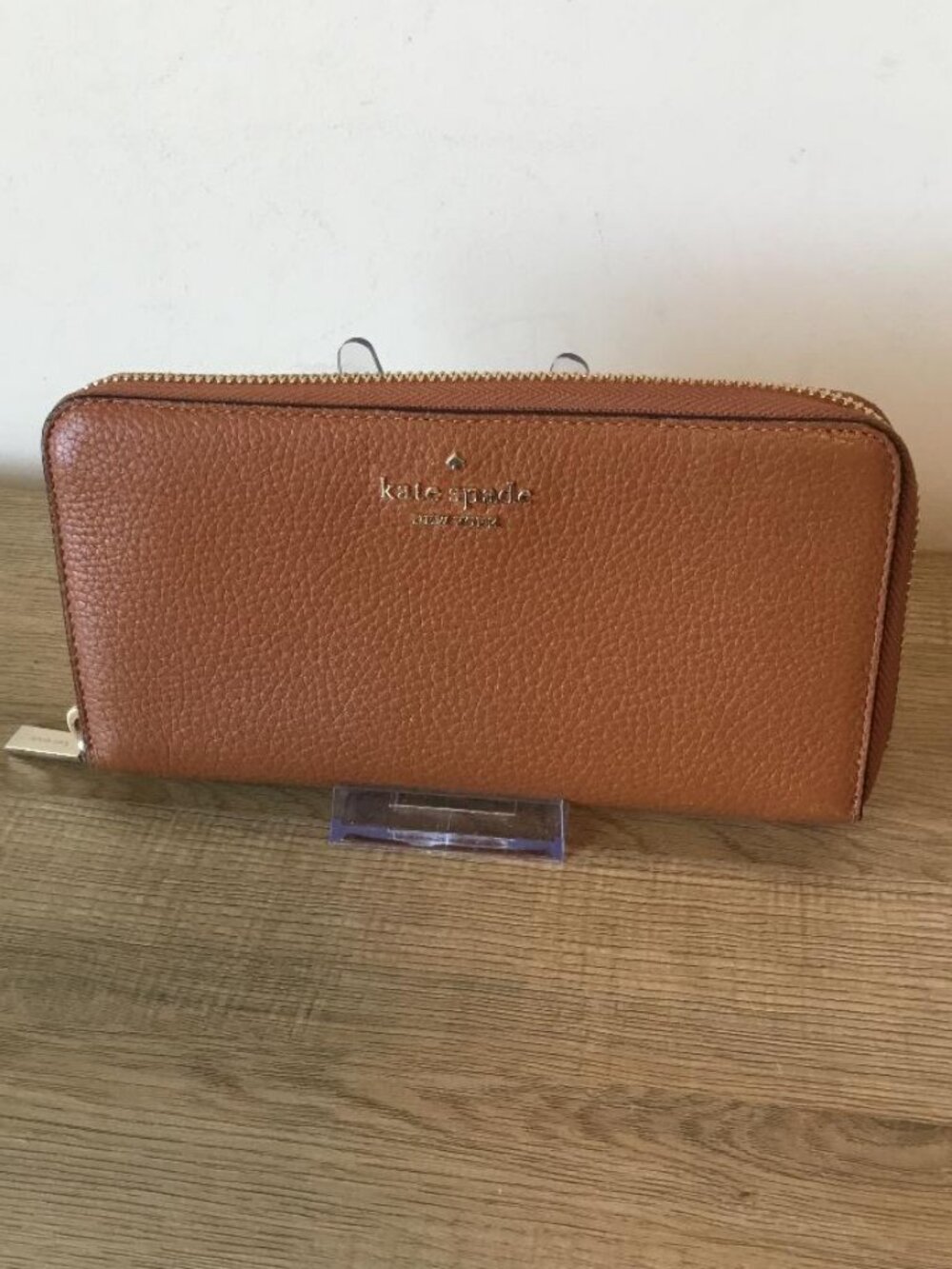 Kate Spade Leila Medium Compact Zipper Wallet Gingerbread Brown Pebble Leather